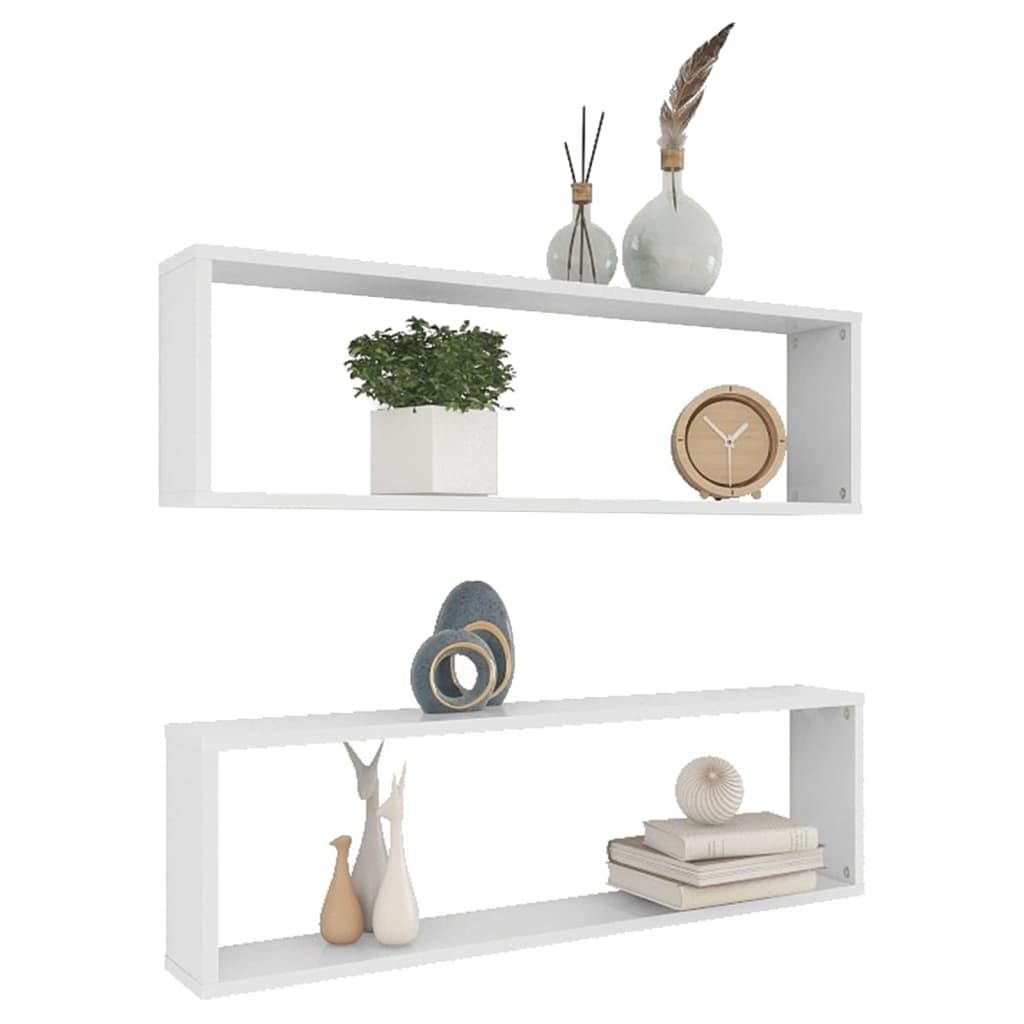 NNEVL Wall Cube Shelves 2 pcs White 100x15x30 cm Chipboard