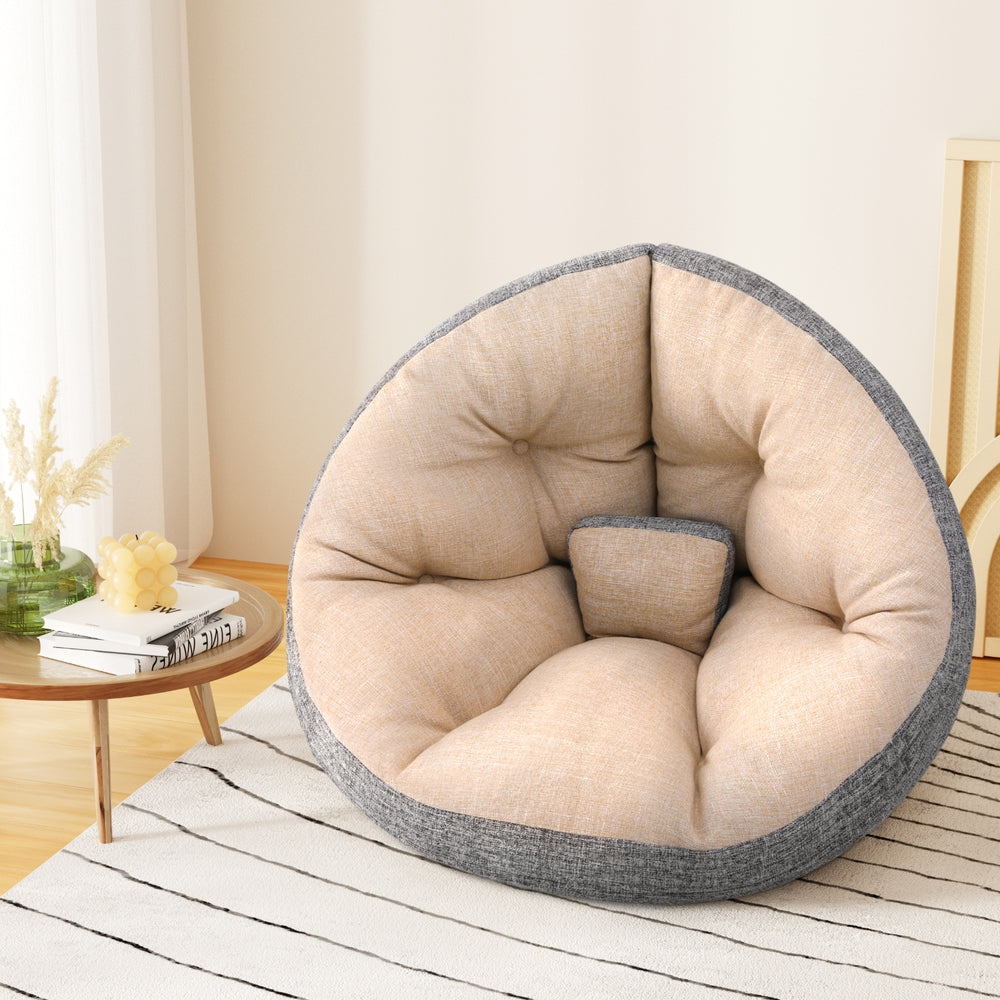 NNEDSZ Artiss Floor Lounge Sofa Bed Chair Foldable Washable Beige