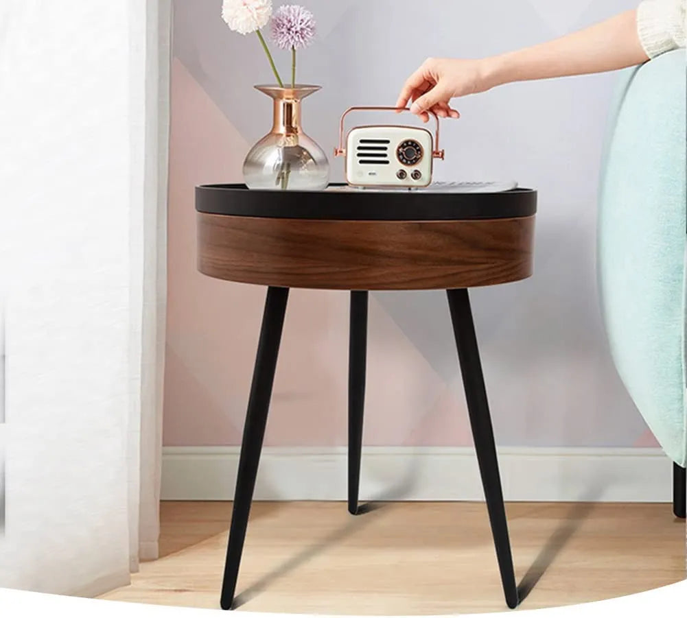 NNEOBA Modern Barrel-Style Bedside Table & Coffee Table with Ample Storage Space