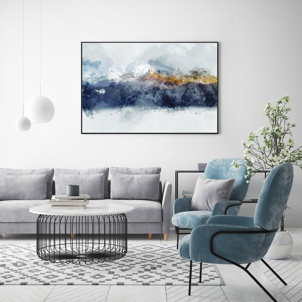 NNEDSZ Wall Art 50cmx70cm Abstract Sunlight Mountains Black Frame Canvas