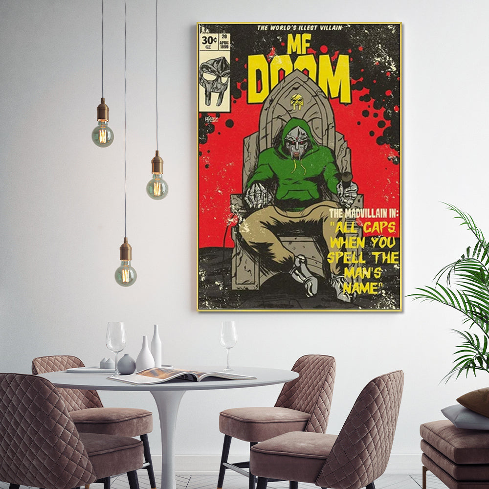 NNEDSZ Wall Art 70cmx100cm MF DOOM Music Gold Frame Canvas
